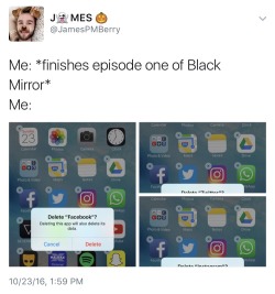 hallowsbedeathly:   welcomepineapple: the Black Mirror twitter account dragged some poor homosexual today I am fucking screaming.   Which apps did he delete though, they all there in each picture&hellip;..