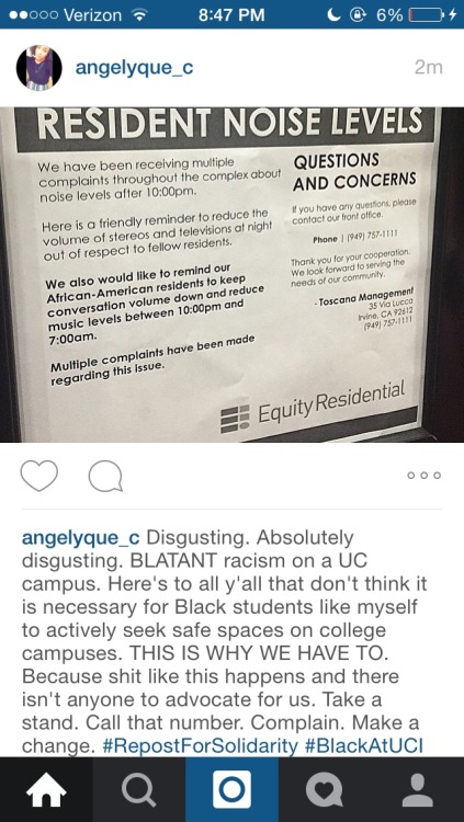 blacklivezmatter:MAKE THIS GO VIRAL. BLATANT RACISM AT UNIVERSITY OF CALIFORNIA, IRVINE.