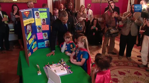 “The White House had a science fair today - President Obama checked out a battery-powered page