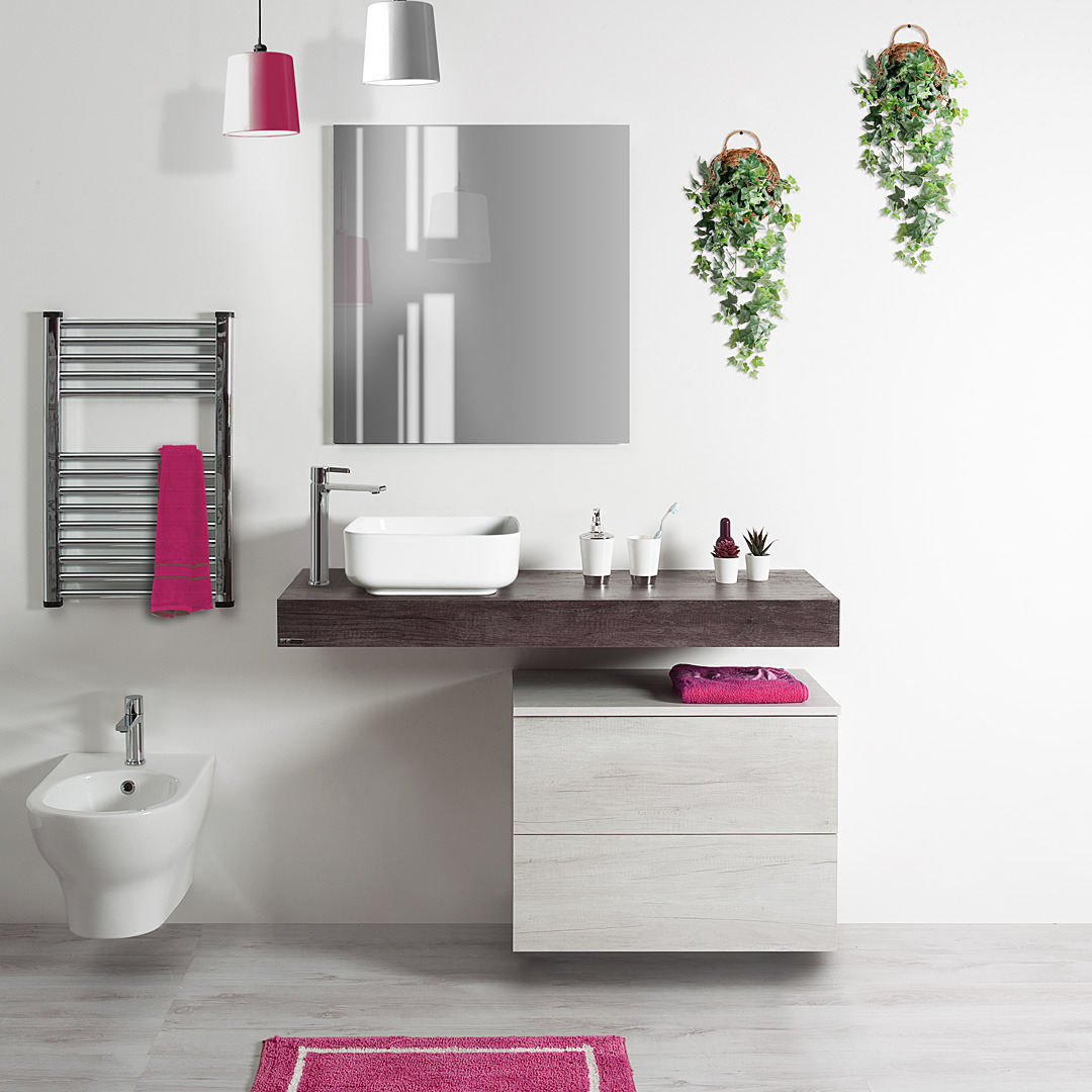 Mobile Bagno 70 con cassetti moderno a terra Klara - Ceramica