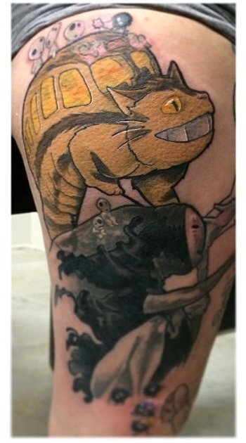 fuckyeahtattoos:  Leg/thigh piece done by Marty Lacombe in North Bay, Ontario at