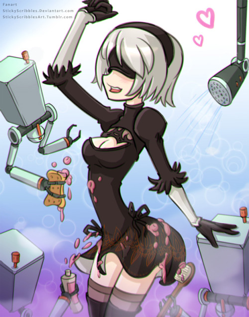 2B ShowerNieR Automata 2B  voted winner of the community free fanart event.After a long day of fighting robots, 2b is getting a nice scrub down with her friendly Pods.//Like what you see?  Support us for more on going art content, bonus art, and uncensore