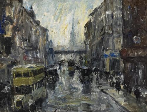 Strassenszene in Berlin  -  Lesser Ury  1861-1931