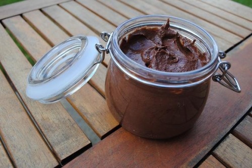 renniesane:  Healthy Nutella • 2 cups raw hazelnuts• ¼ cup cocoa powder• 1 1/2 tsp vanilla extract • ¼ tsp salt• ½ cup almond milk• 2-4 tablespoons powdered stevia, honey, agave or maple (optional, can omit) —>