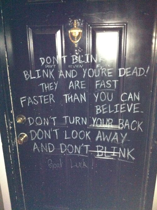 bbcsherlockftw: I got to my friend’s house and this was written on his door. Needless to say, 