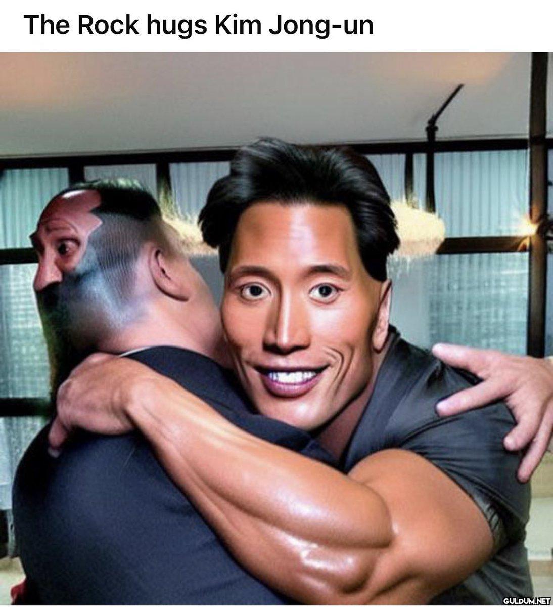 The Rock hugs Kim Jong-un   Kaynak