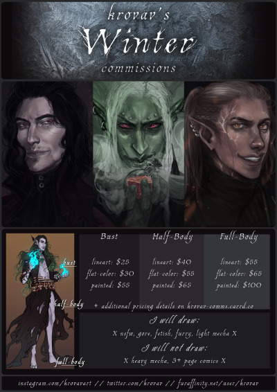 ❄️ Winter Commissions are now open ❄️More info: https://krovav-comms.carrd.co/✉️ : krovav.art@gmail.com[Reblogs always appreciated]