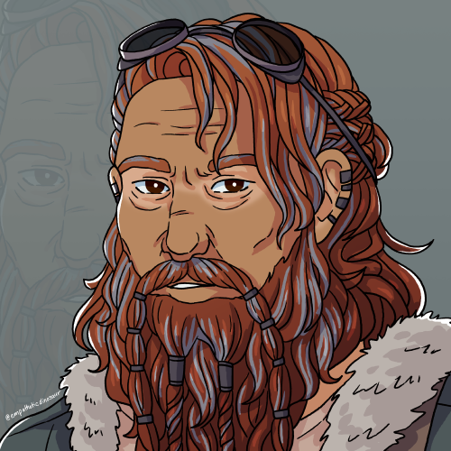 dnd icon commissions of the dwarf barbarian, Einar, and the human rogue, Taliana, for @whittsenddice