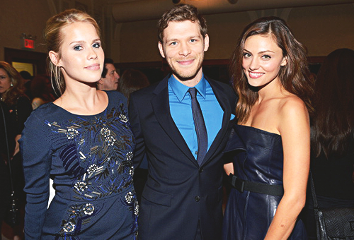 skin-trade:Claire Holt, Joseph Morgan, & Phoebe Tonkin at the 2013 CW Upfronts - May 16, 2013