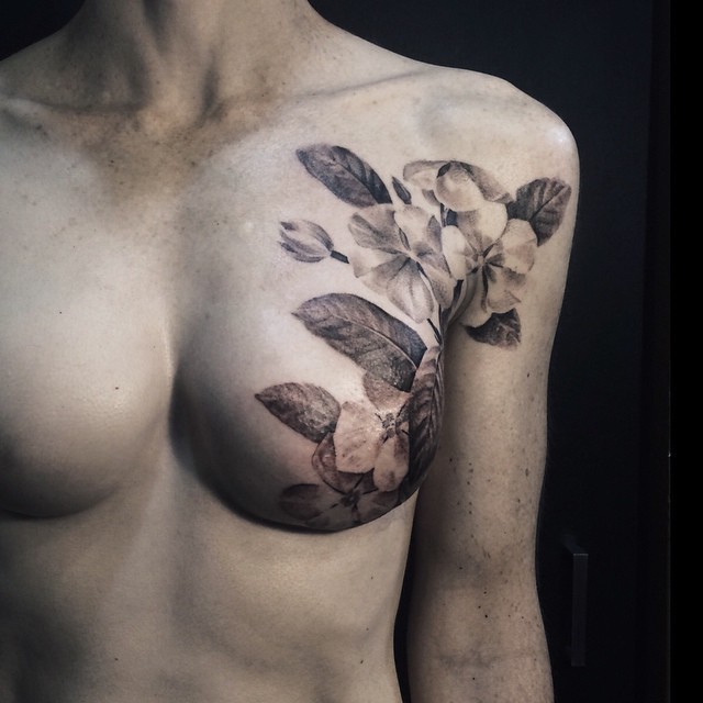 cakesandspanks:skindeeptales:Double mastectomy floral tattoo&ldquo;The response