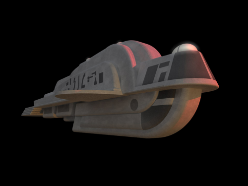 A 3D digital model by Gavin Rymill of the Hyperion III from the 1986 Doctor Who serial “The Trial of