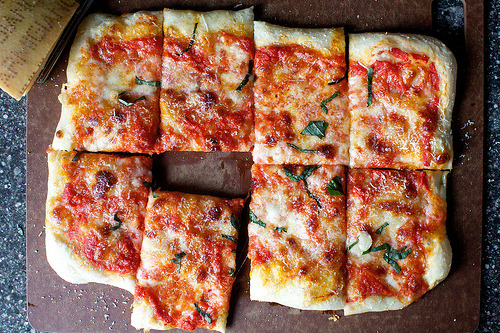 gastrogirl:  homemade margherita pizza with lazy pizza dough.