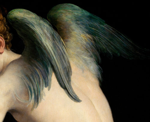 clara–lux:  MAZZOLA, Francesco (Parmigianino) (1503-1540)  Bow-carving Amor, detail1534-1535Oil on Wood, 1,355 x 650 mm	Kunsthistorisches MuseumEd. Orig. 