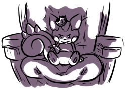 requesting a pachirisu sitting on a throne. Like conker from conkers bad fur day