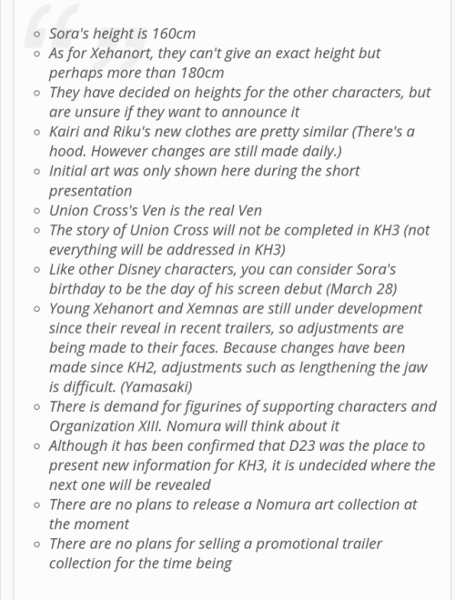 jadeazora:  Some new KH3 info.  That’s good. I thought Young Xehanort’s/Xemnas’s faces looked a bit…off…in the trailer.  YES TO THE O-13 FIGURES PLEASE NOMURA I WANT AXEL, SAIX, LUXORD, AND MARLUXIA. (I wanted this for a long time 😅)