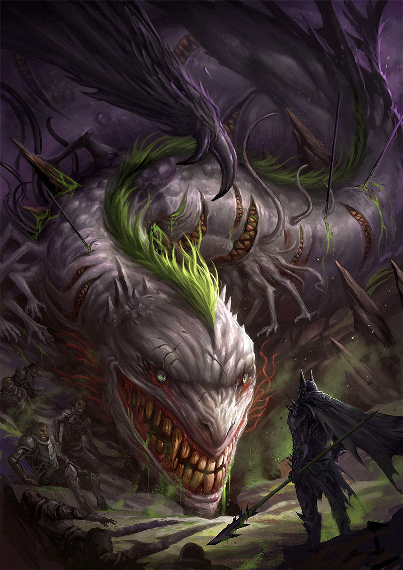 comicsodissey:  Chaos Wyrm vs Dark Knight by sandara