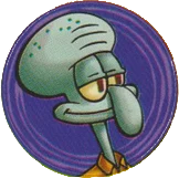 purple sticker of squidward. he has a relaxed and confident look on his face.