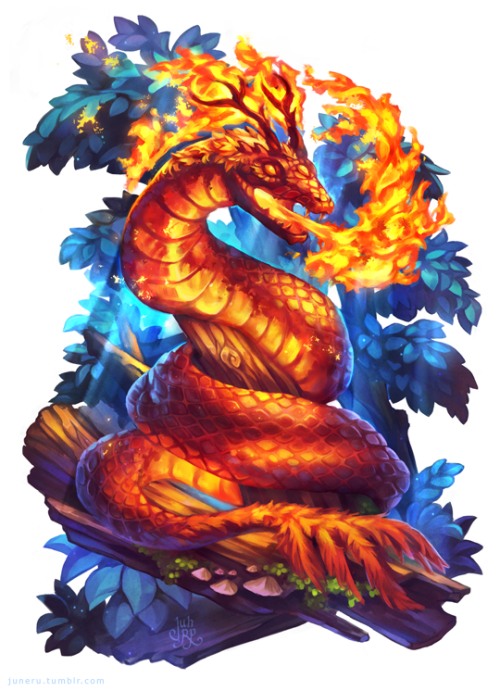 In the brazilian folklore, the Boitatá is known as a huge fire snake, protecting woods against wildf