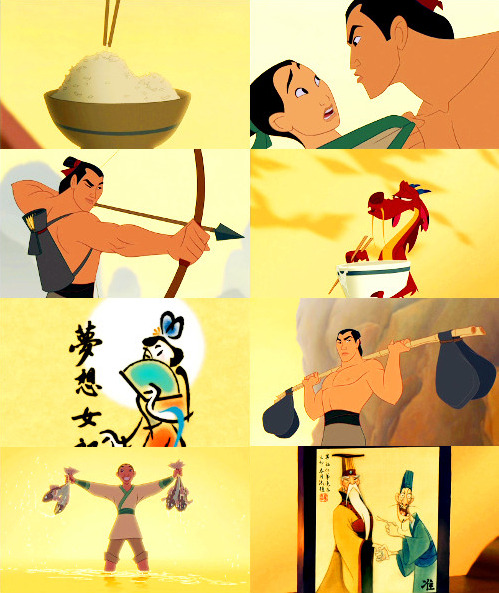 picspams: Mulan (1998) + yellowGreat. She brings home a sword. If you ask me, she should&rsquo;v