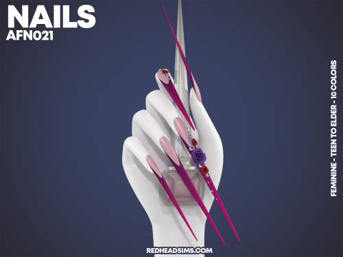  AF NAILS N021 NEW MESHCompatible with HQ ModCategory: NailsCustom ThumbnailAll LOD’s♦ @redheadsims-