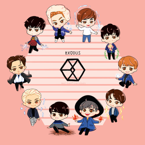 EXO exodus pathcode chibis I drew awhile ago :D (Yixing is seriously fighting sehun for his #1exo sp