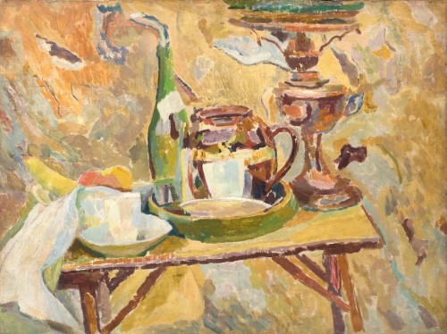 The Coffee Table, Asheham   -   Duncan Grant , 1914.Scottish, 1885-1978oil on board, 48.7 x 67.6 cm.