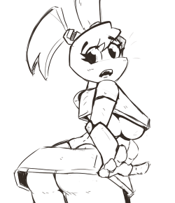 null-max: Doodle of Jenny Not too fond how it looks as usual but oh well.  I wana fist the robot~ &lt; |D’‘‘‘