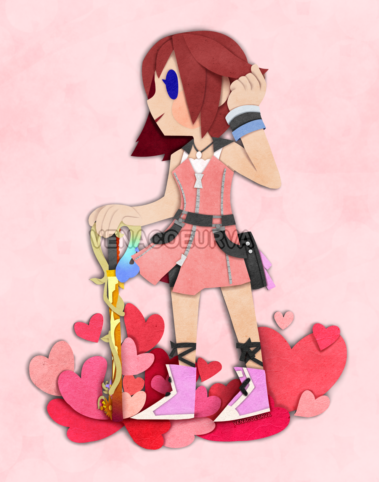 venacoeurva:  A paper Kairi to go with this older piece of Namine with a similar