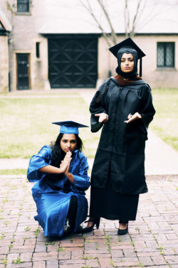 yoko-kevin:  hersheywrites:  jodyizm:  jahanara:  My sister and I are both graduating! She is graduating from high school and I am graduating from college! This is our signature pose.  This is lit.  Where are the notes??? This is dope as hell.  FRESH