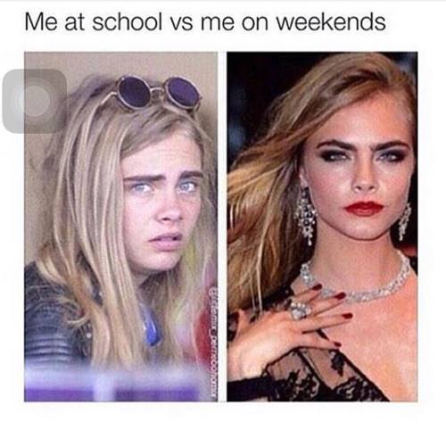 iamcaradelevingne:  Me all the time VS me very rarely 