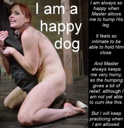 abusivedaddy1928:  mjt4fun:   abusivedaddy1928:   masterofmindbodyandsoul:   dogirlsandra:  Thats just me…bitch in heat, happy to be close to Master and taking selfish sexually advantage of the offered feet…   Such a good doggy.   Having a girl hump