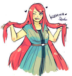 desudraws:  sorry for my spamming of art tonight. can’t sleep! So have some youngish kushina!  I really want her hair u-u