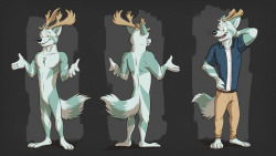 temiree:Reference sheet commission or Jubel-io, featuring his character, Jubelio! It was fun figuring out a cohesive fur pattern for this guy. :D