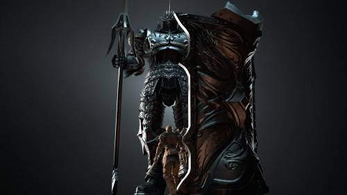 Concept Art I Found In My Wallpaper Folder Of The Tower Knight From Demon's Souls