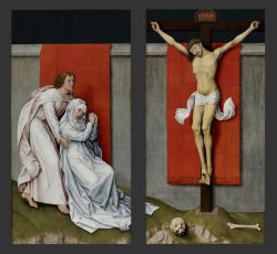   “The Crucifixion, with the Virgin and Saint John the Evangelist Mourning,” c. 1460, by Rogier van der Weyden  