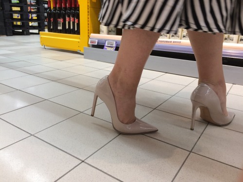 High heels in supermarket