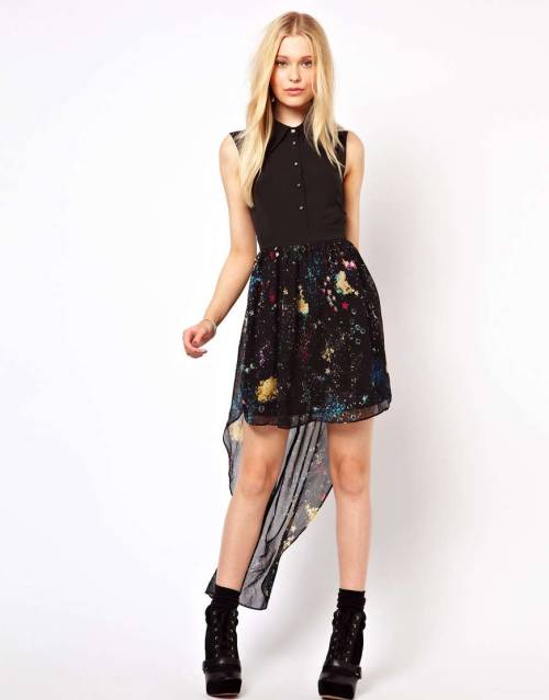 Jovonnista Hi Lo Dress In Galaxy PrintShop for more Skirts on Wantering.