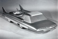 historical-nonfiction:  The Ford Nucleon (1958) imagined a future in which cars would run on the same concept as nuclear submarines. There would be nuclear powering stations on every corner, and a minireactor on the car.There was never a working prototype