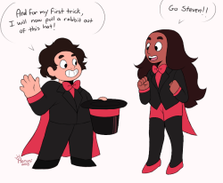 chibi commission for raptarion ~this one took a little while to finish but it was fun ! Steven and Connie try out magic tricks and end up being more confused by it than when they started