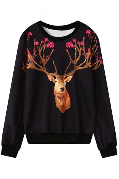 bluetyphooninternet: Black Print Sweatshirts.(under discount) Deer  \  Meow  \