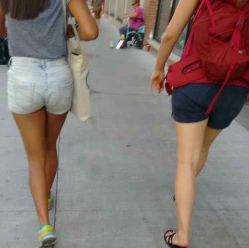 candidianvoyeur: Nice to walk behind some tight asses #creepshot #canadiangirls #tightjeanshorts