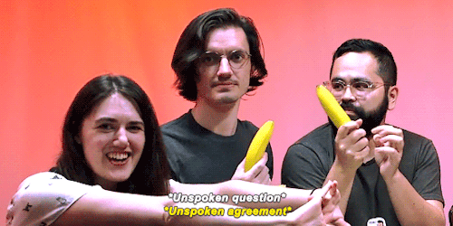 nightmarepublicaccess: → id: Four gifs of Simone, Pat, and Jeff from Overboard. Jeff and Pat ar