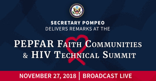 In advance of World AIDS Day 2018, Secretary of State Michael R. Pompeo will deliver keynote remarks