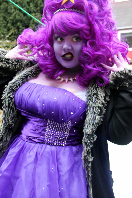 adriofthedead:  cod-tier:  Sorry about the coat, I wanted to go without but it was too nippy!ANYWAY I did a test of my LSP cosplay so far and I’m pretty pleased!! I need some purple and gold eye makeup and to sew some gold stars onto the dress and I’m