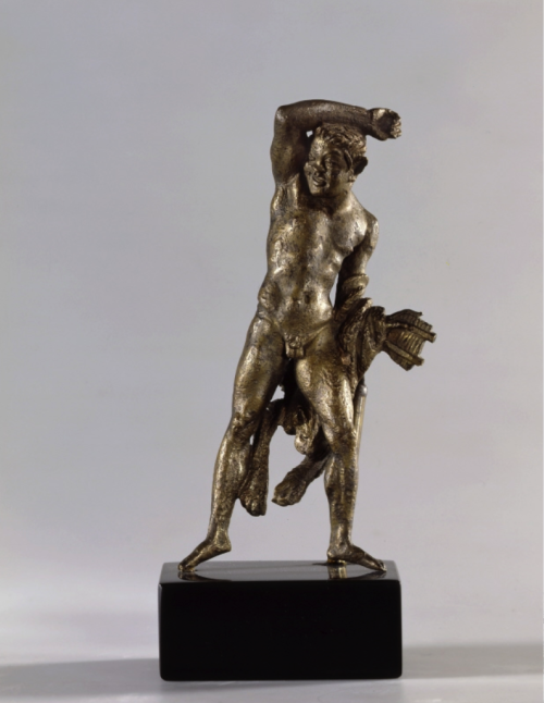 Satyr statuette or applique, probably originally attached to the base of a larger bronze statue, ca.