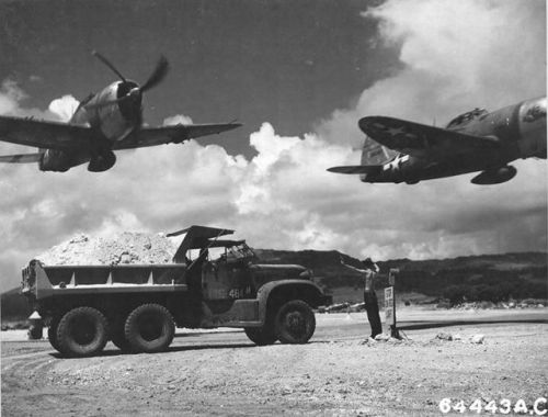 warhistoryonline: P-47D Thunderbolt “Big Squaw” and another P-47 of the 19th Fighter Squ