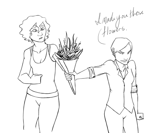 mgthejerkbender:modern!AU grumpy botanist Rosethorn awkwardly courts dancer Lark. she says &lsq