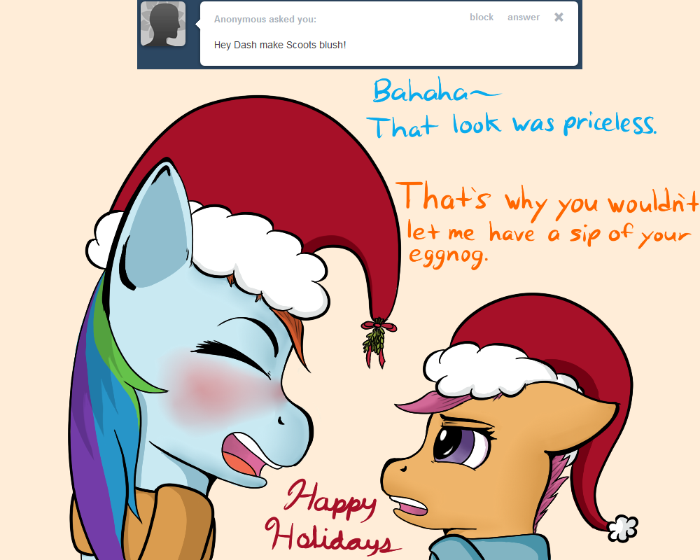 dashaloo:   Scoots: How much hard cider was in that eggnog? ((A happy holidays to