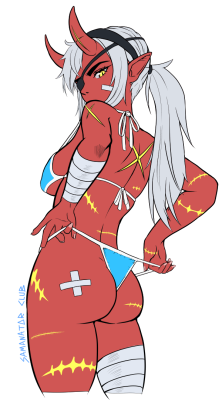 samanatorclub: samanatorclub:   Rex is still ready for summer too! Too sick to do a shade color…    I’m recovering from the illness, but I feel so much better now! Just finished shading the color for my lovely demon girl. ~~~  