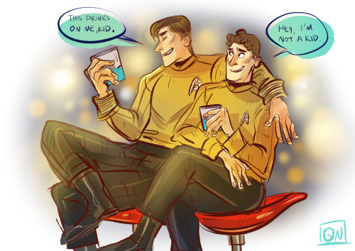 I see Kirk like a father figure for Chekov, so here’s kinda cuddling but also not so much..! Also, i